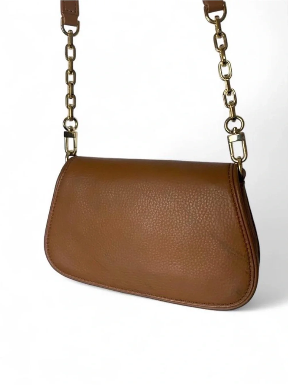 Tory Burch Britten Leather Convertible Crossbody Bag - Moose Brown EUC